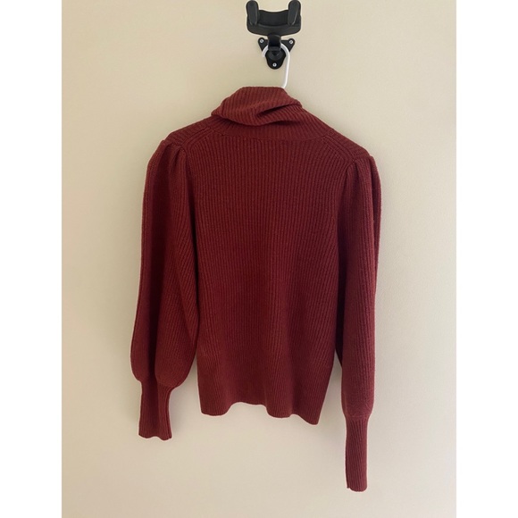 NWT✨ Madewell Cropped Turtleneck Sweater with Pleated Blouson Sleeves in Rust 🧶 - Picture 4 of 7